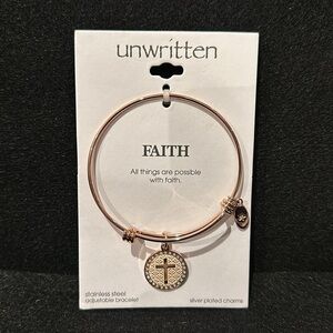 Unwritten faith stainless steel adjustable bracelet silver plated charm …